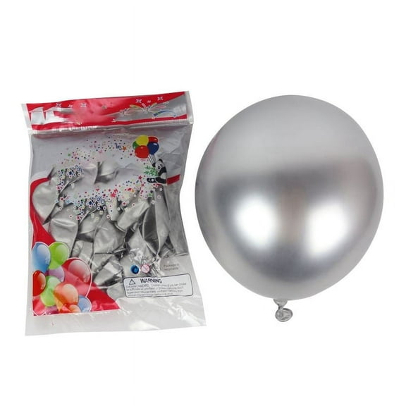Quaqdae 50Pcs 10 Inch Metallic Latex Balloons Thick Chrome Glossy Metal Pearl Balloon Globos for Party Decor - Silver