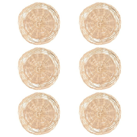 Quaqdae 6Pcs Bamboo Paper Plate Holder - 10 Inch Round Woven Plate Holder, Reusable Paper Plate Holders for Picnic Party