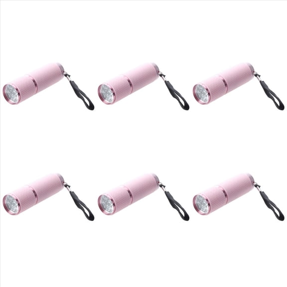 Quaqdae 6X Outdoor Mini Pink Rubber Coated 9-LED Flashlight Torch