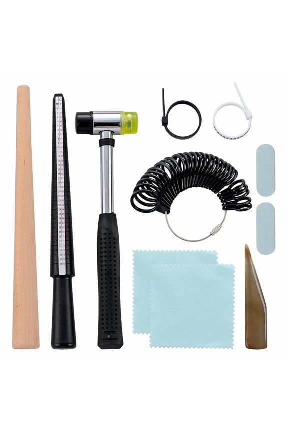 Adult Jewelry Making Kit Ring Shaping Tool Fixing Bend Ring Metal Sizing Measuring Repair Kit with Jewelry Mallet