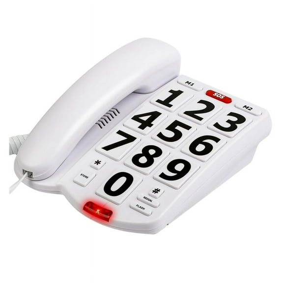 Quaqdae Big Button Phone for Elderly Seniors, Home Land Line Phone One Key for Help Telephone for the Visually Hearing Impaired