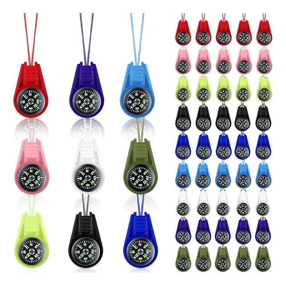 Quaqdae Compass for Kids Compass Hiking, 9 Colors, Kids Compass, Mini Compass, Kids Compass for Hiking 45Pcs