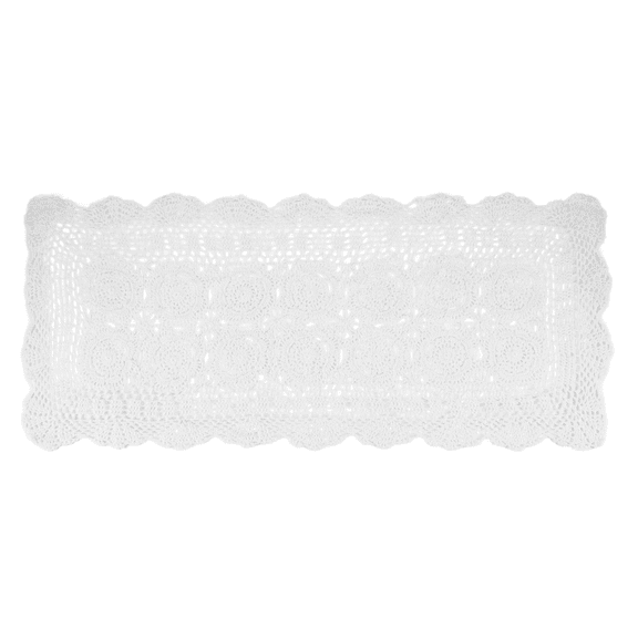 Quaqdae Cotton Handmade Crochet Lace Table Runner White Rectangle Coffee Dresser Decor