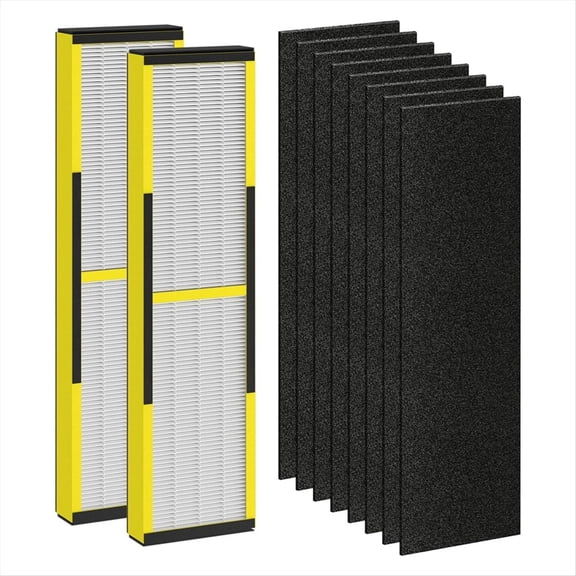 Quaqdae FLT4825 Replacement Filter for Germ Guardian Air Purifier, AC4825 AC4850, 2 True HEPA + 8 Carbon Filters