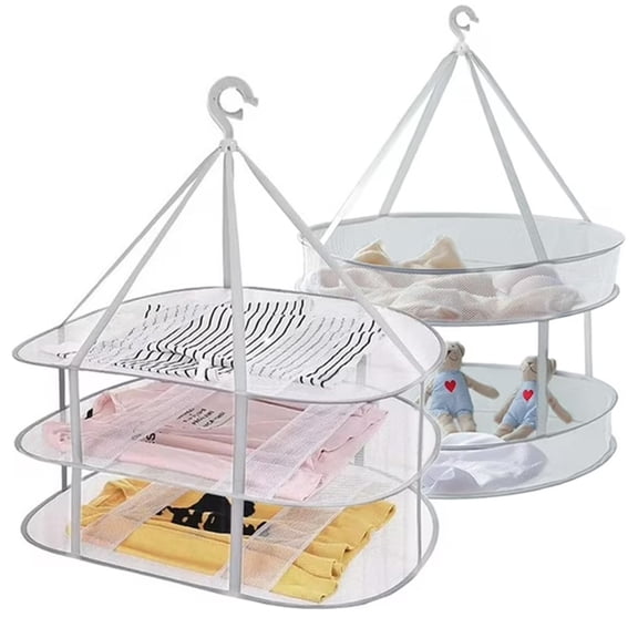Quaqdae Foldable Sweater Drying Rack - Large Hanging Mesh 2Tier+3Tier Windproof Flat Clothing Drying Rack