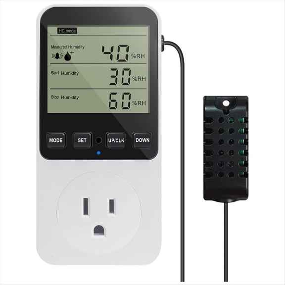 Quaqdae Humidity Controller Outlet 16A Direct Output Hygrometer Control Switch Sensor 20-95%RH US Plug