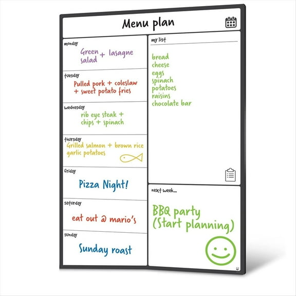 Quaqdae Magnetic Whiteboard Fridge Calendar Meal Planner and Shopping List White Board - Memo Family