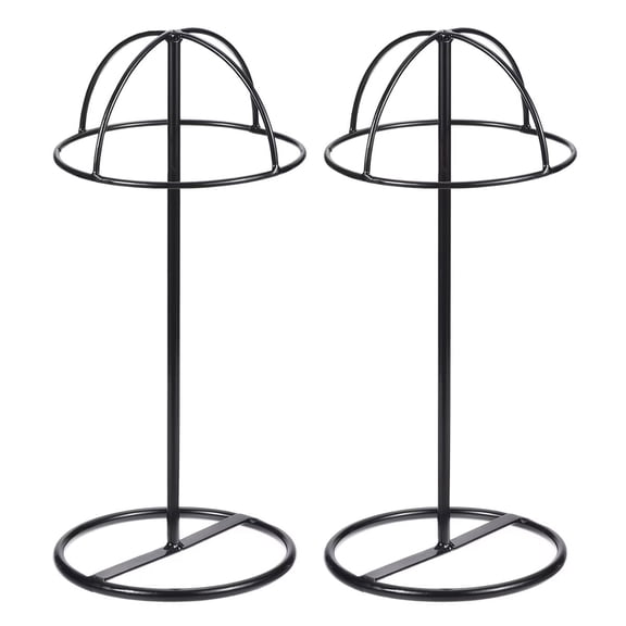 Quaqdae Metal Hat Display Stand 2pcs Tabletop Hat and Wig Rack Holder for Baseball Cap, Fedora Hat, Cowboy Hat Black
