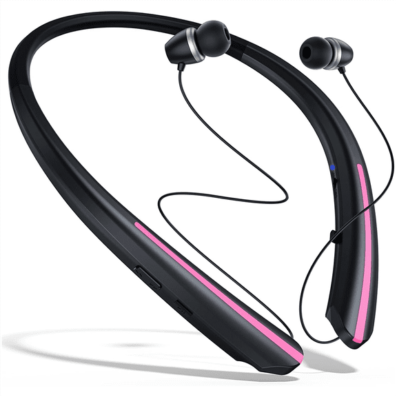 Quaqdae Neckband Wireless Bluetooth Earphones, Retractable Ear Sweat-Proof Stereo Noise-Canceling Earphones