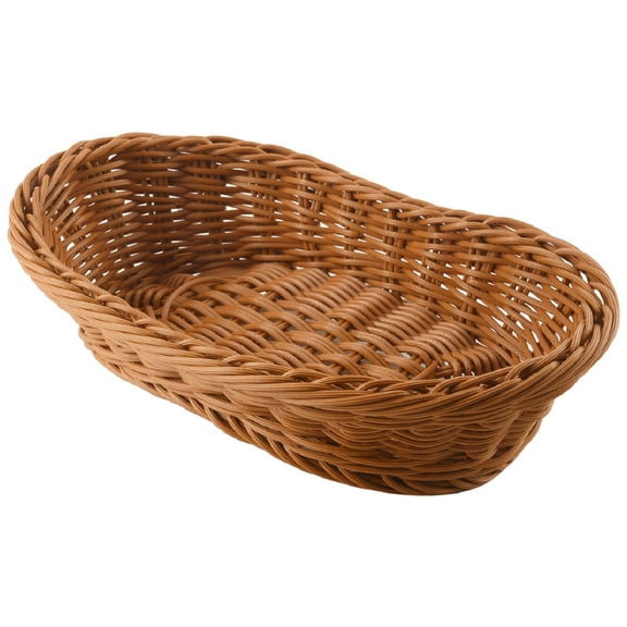 Quaqdae Oval Wicker Woven Basket Bread Serving Basket, 11 Inch Storage for Food Fruit Cosmetic Table Top and Bathroom