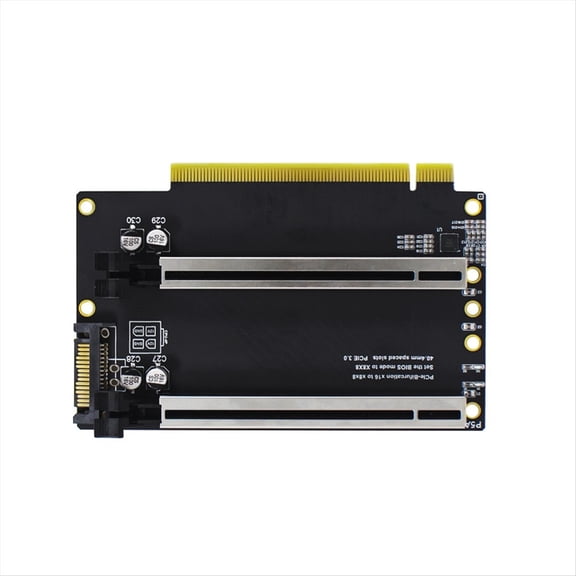 Quaqdae PCIE 3.0 X16 1 to 2 Expansion Card Gen3 Split Card PCIe X16 to X8X8 40.4mm Spaced Slots SATA PCIe Heightened Version