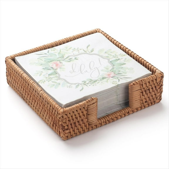 Quaqdae Rattan Napkin Holder Square,Wicker Basket for Kitchen,Flat Holders Paper Napkins,Woven