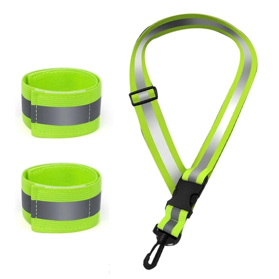 Quaqdae Reflective Sash for Walking At Night, High Visibility Running Gear with 2 Pcs Armbands