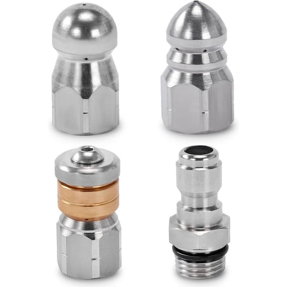 Quaqdae Sewer Jetter Nozzle for Pressure Washer,Drain Cleaning Tips,Rotating Button Nose with 1/4 inch Quick Connect,5000PSI