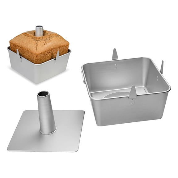 Quaqdae Square Tube Cake Pan,28-Cup Capacity for 18 Cup Recipes,10-Inch Anodized Aluminum Angel Food, Chiffon & Pound Cake Pan