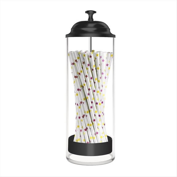 Quaqdae Straw Holder for Standard Size Drinking Straws, Plastic Dispenser Counter with Lid