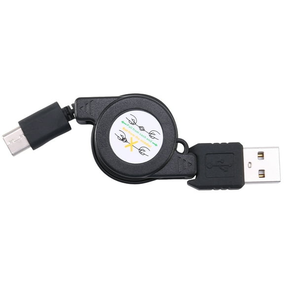Quaqdae USB Type C 3.1 Retractable Cable Charger Charging Type-C USB-C Black