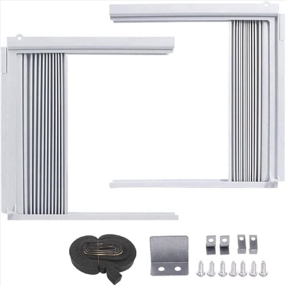 Quaqdae Window Air Conditioner Side Panels with Frame, Room AC Accordion Filler Curtain Kit Replacement Adjustable Frame