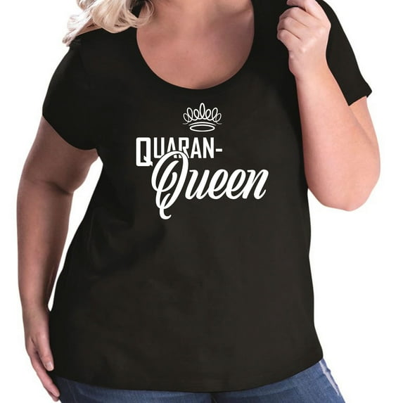 Quaran-Queen Womens Plus Size Scoopneck T