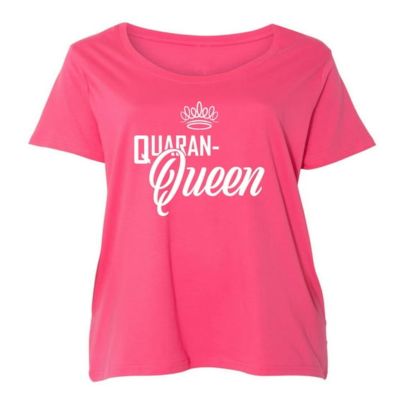 Quaran-Queen Womens Plus Size Scoopneck T