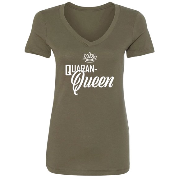 Quaran-Queen Womens V-Neck Tee