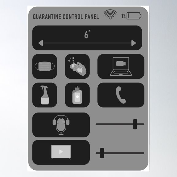 Quarantine Control Panel Poster Wall Art, Modern Wall Decor, 24x36 UNFRAMED