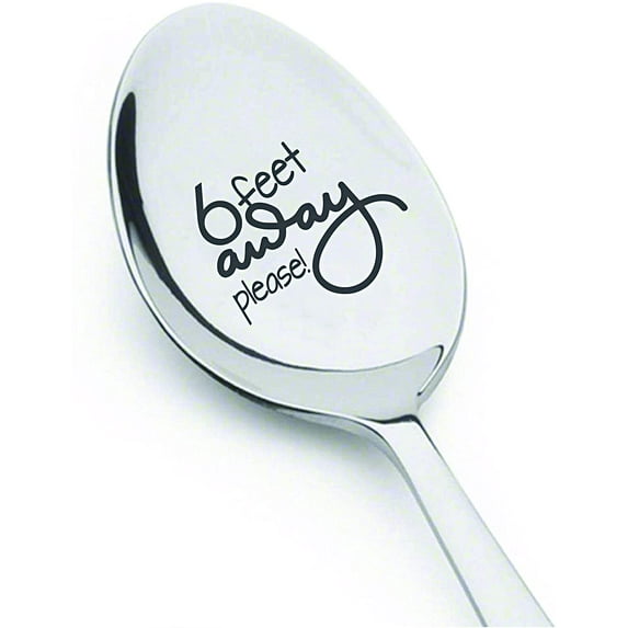 Quarantine gifts - 6 feet away please Engraved Spoon Gift for Husband Wife | 7 Inch