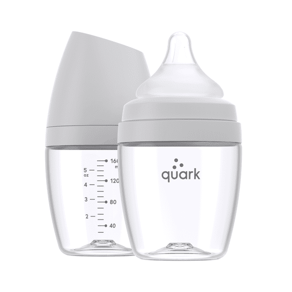 Quark BuubiBottle Combo Feeding Baby Bottle MINI, 5oz, Slow Flow, 0m+, 1 Pack, Gray