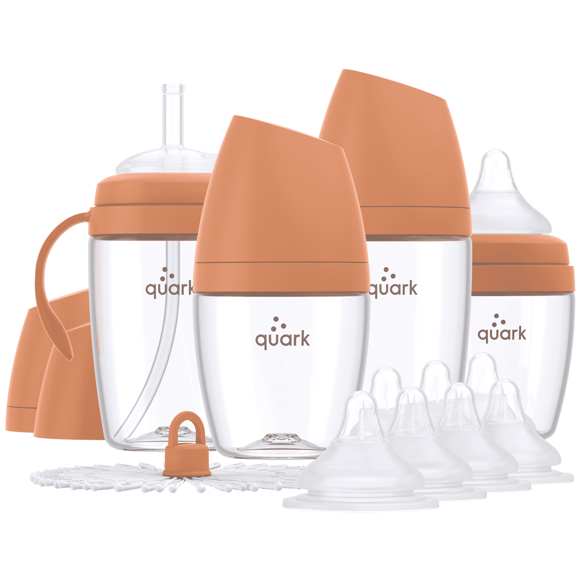 Quark BuubiBottle Hybrid Combo Feeding Baby Bottle Gift Set - BPA Free, 0m+, Orange