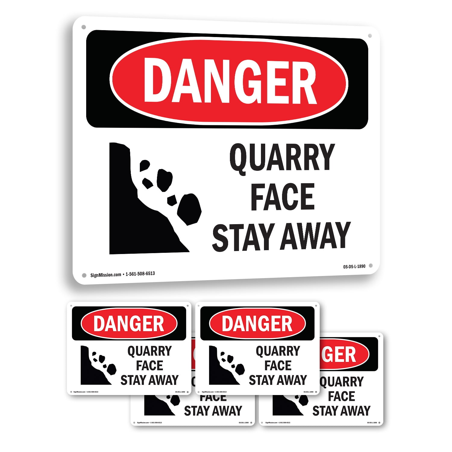 Quarry Face Stay Away OSHA Danger Rigid Plastic Sign 24 Inch x 18 Inch ...