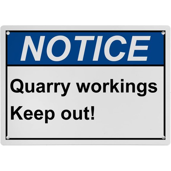Quarry Workings Keep Out Sign, Industrial Caution Danger Sign 8"x12" UV Resistant for Indoor Outdoor Workplace