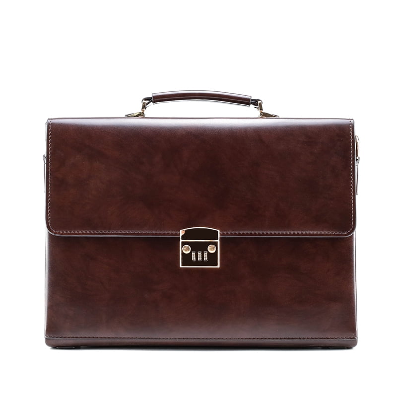 Quarryus Business Password Lock Briefcase for Men Leather Portfolio Large Capacity Office Computer Bag