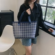 Quarryus Clear Tote Bags for Women Mesh Beach Bag Transparent Shoulder Bag with Zipper Checkered Bag