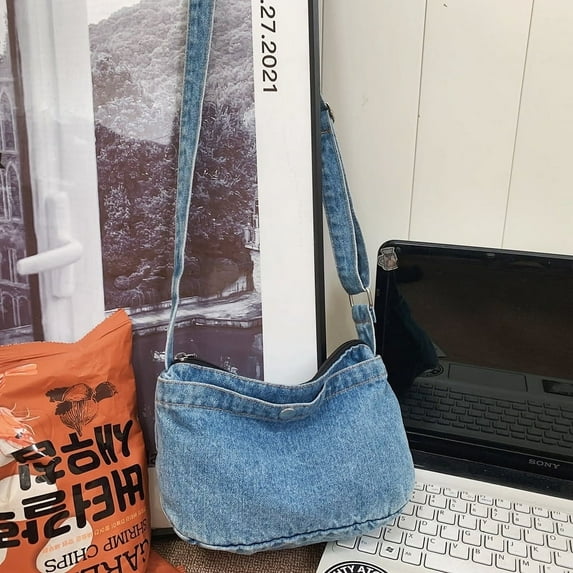 Quarryus Denim Crossbody Bags for Women Mini Tote Bag for Women Cell Phone Purse Denim Purse Jean Shoulder Bag