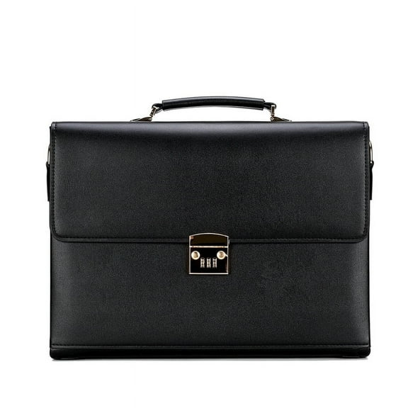 Quarryus Password Lock Briefcase for Men Leather Portfolio Large Capacity Office Computer Bag
