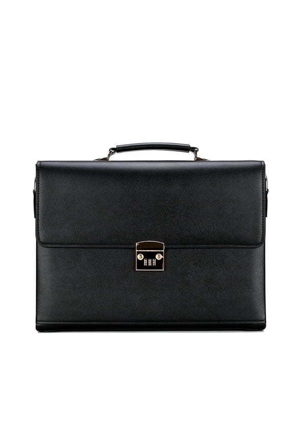 Password Lock Briefcase for Men Leather Portfolio Large Capacity Office Computer Bag