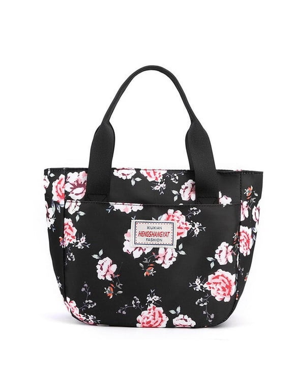 Women’s Light Nylon Top - handle Bag: Floral Pattern Tote for Daily & Beach Use