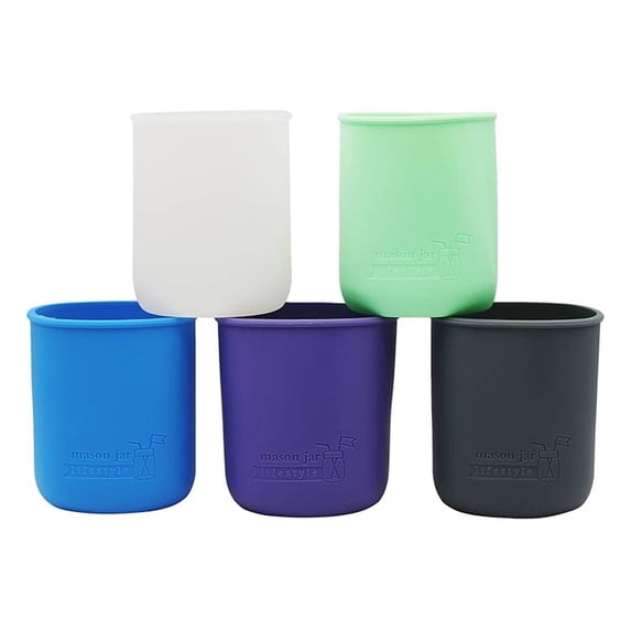 Quart 32oz Silicone Sleeves/ for Protecting Ball, Kerr, Canning Jars by (Multicolor, 5 Pack)