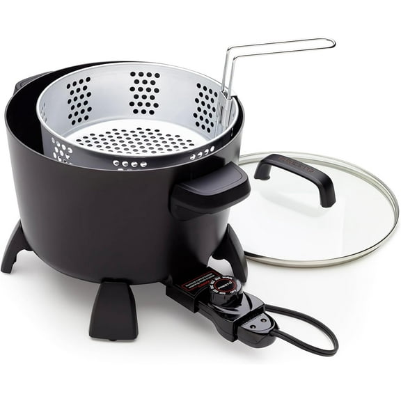 -Quart Big Kettle, Steamer and Deep Fryer Multi-Cooker, Black