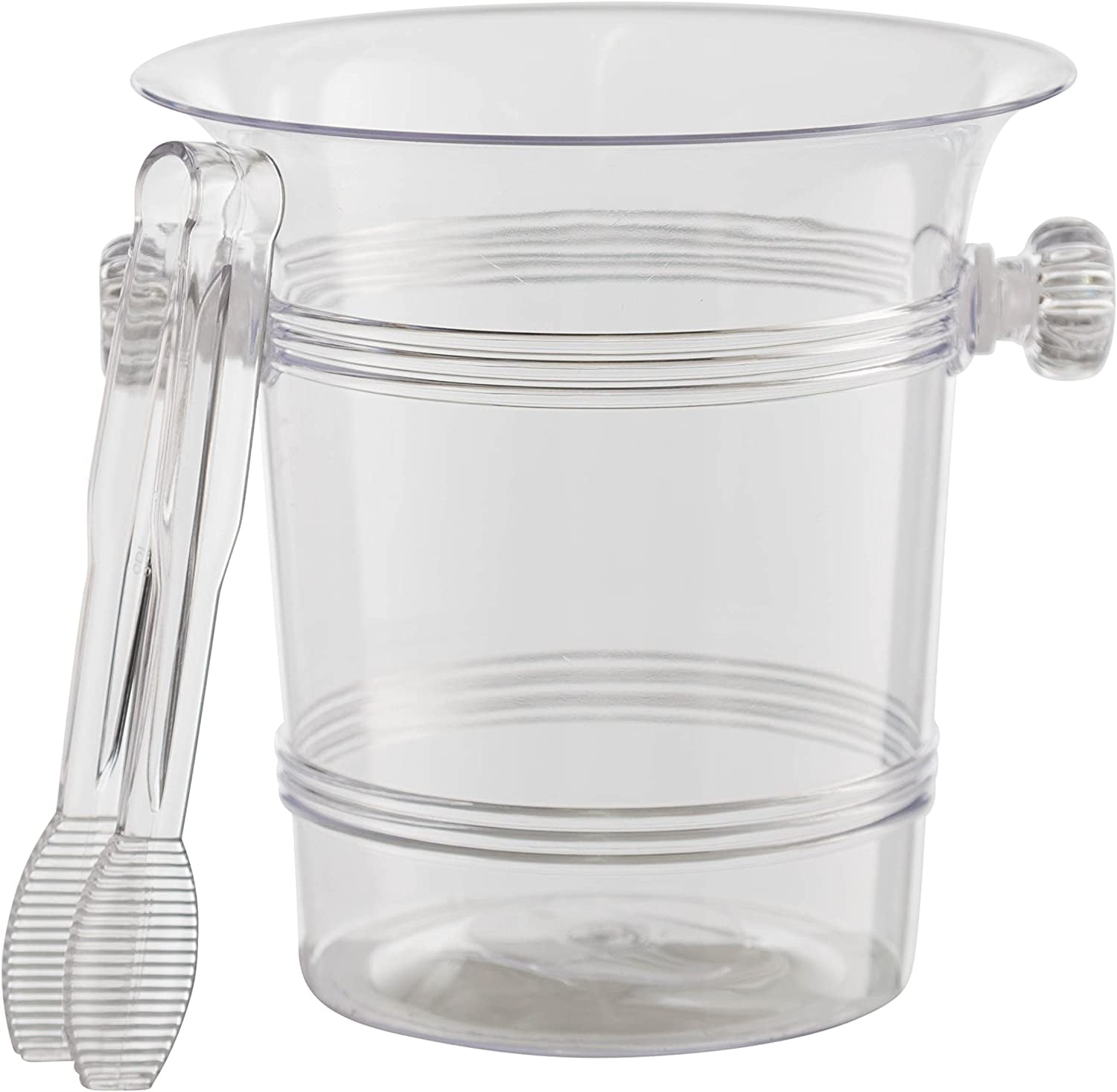 Quart Hard Plastic Ice Bucket With Tongs 6 Count Clear