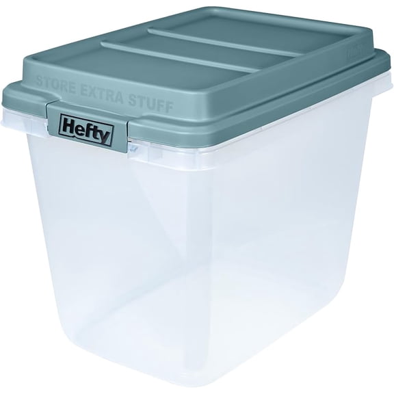 Quart Lift Off Stackable Plastic Storage Bin and Lid, Smoke Blue