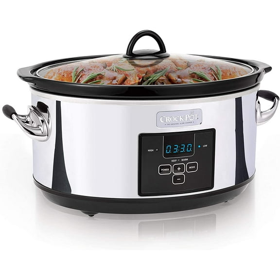 Quart Programmable Slow Cooker with Digital Timer, Platinum , Large Capacity for Family Meals