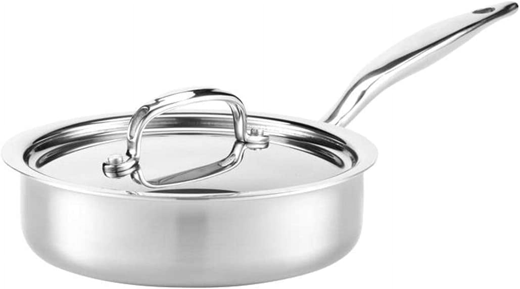 Quart Sauté Pan with Lid Titanium Strengthened 316Ti Stainless with 5