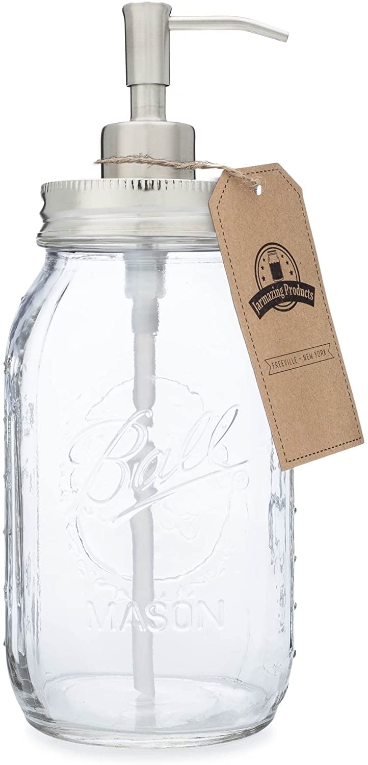 Quart Size Mason Jar Soap and Lotion Dispenser - by Jarmazing Products - Made from Rust-Proof Stainless Steel