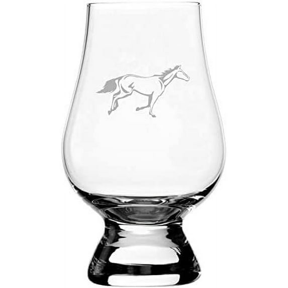 Quarter Body Horse Themed Etched 6.5oz Glencairn Whisky Glass