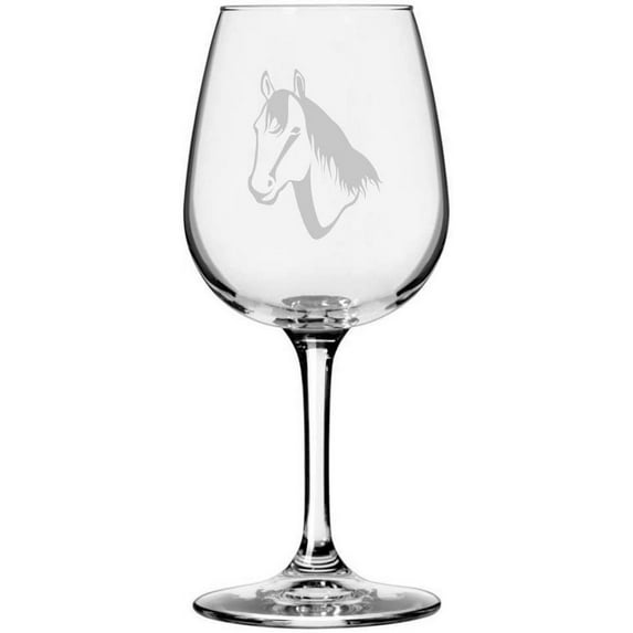Quarter Face Horse Themed Etched All Purpose 12.75oz Libbey Wine Glass
