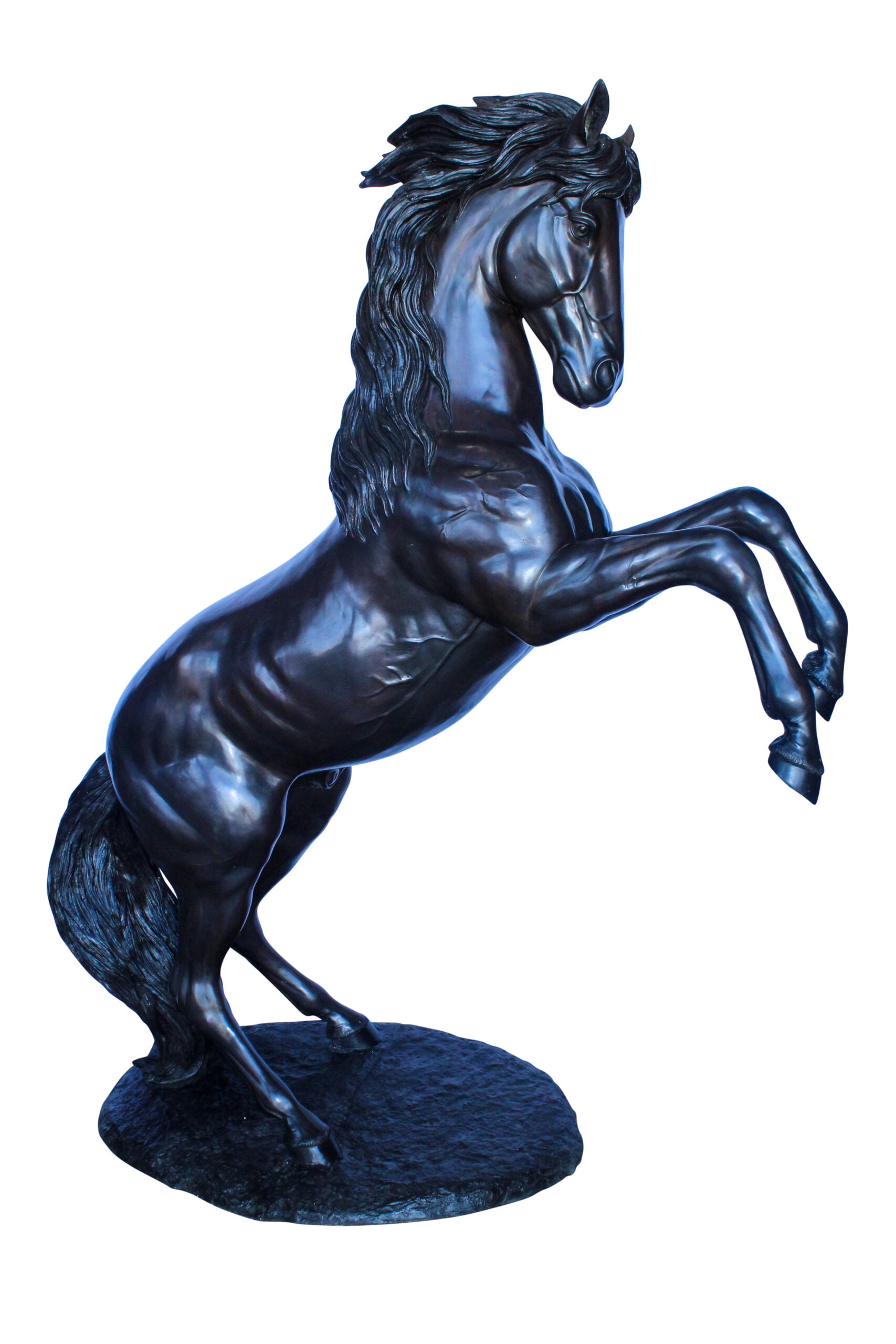 Nifao Quarter Horse Rearing, Life Size Bronze Statue, Equestrian Art – Garden Outdoor Decor Sculpture, 72"L x 34"W x 83"H