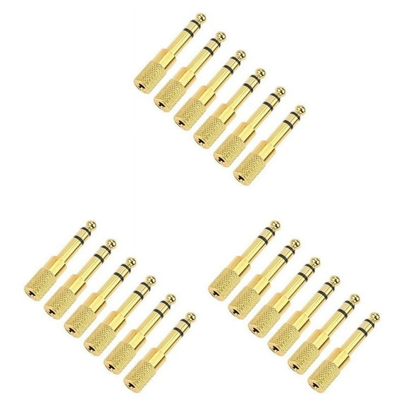 Quarter Inch Adapter, 6.35mm (1/4 Inch) Male to 3.5mm (1/8 Inch) Female Headphone Jack Plug, Gold 18 Pack