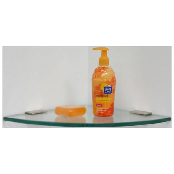 Quarter Round Bathroom Shelf with 2" Rectangle Clamps By Spancraft Glass