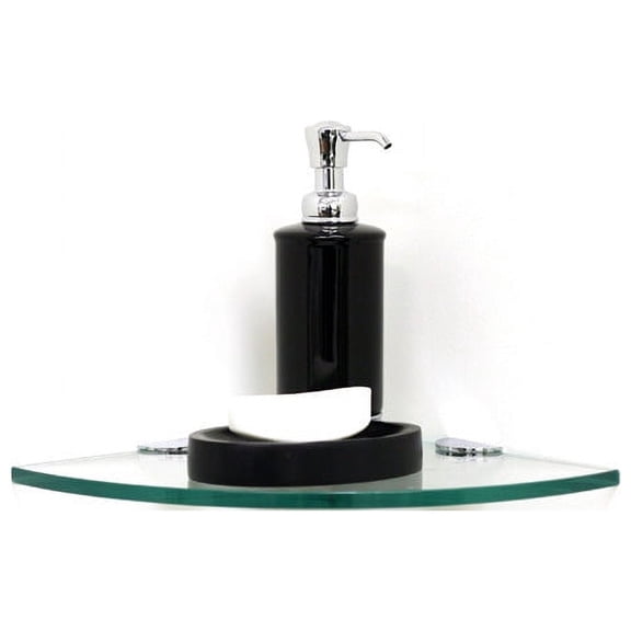 Quarter Round Bathroom Shelf with Half Round Clamps By Spancraft Glass
